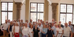 Empfang der TG Reserve im Historischen Saal des Rathauses Innsbruck bei Georg Willi, Bürgermeister der Landeshauptstadt Tirol - im Bild rechts